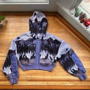 Urban Outfitters Purple Forest Sherpa Cropped Jacket